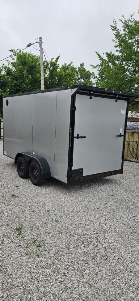 New 2026 Family Trailer 7x14 Tandem Axles Cargo / Enclosed Trailer-Screwless Exterior-Blackout Pkg-Rear Spoiler-HD Axles