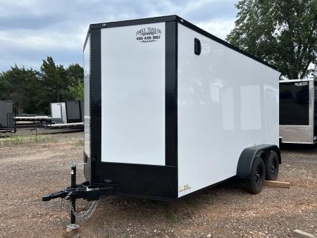 New 2026 Family Trailer 7x14 Tandem Axles Cargo / Enclosed Trailer-Screwless Exterior-Blackout Pkg-Rear Spoiler-HD Axles