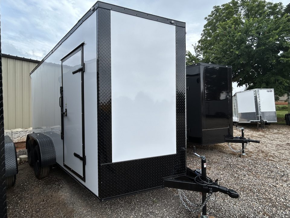 New 2026 Family Trailer 7x14 Tandem Axles Cargo / Enclosed Trailer- Screwless Exterior- Blackout Pkg- Rear Spoiler- HD Axles