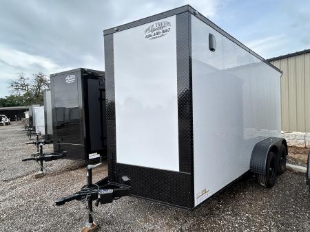 New 2026 Family Trailer 7x14 Tandem Axles Cargo / Enclosed Trailer- Screwless Exterior- Blackout Pkg- Rear Spoiler- HD Axles