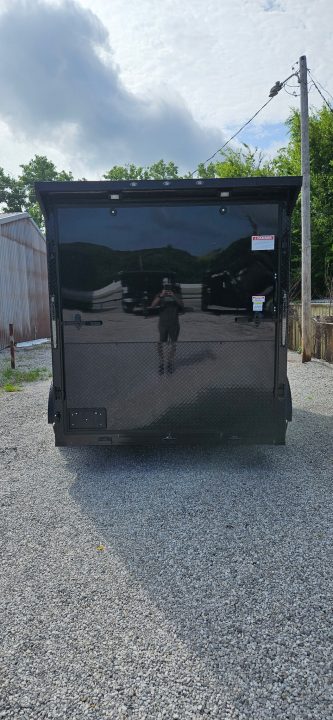 New 2026 Family Trailer 7x14 Tandem Axles Cargo / Enclosed Trailer- Screwless Exterior- Blackout Pkg- Rear Spoiler- HD Axles