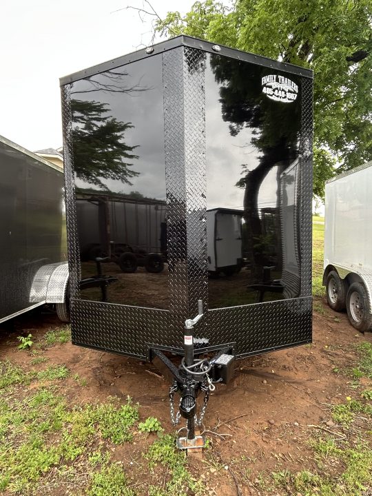 New 2026 Family Trailer 7x14 Tandem Axles Cargo / Enclosed Trailer- Screwless Exterior- Blackout Pkg- Rear Spoiler- HD Axles