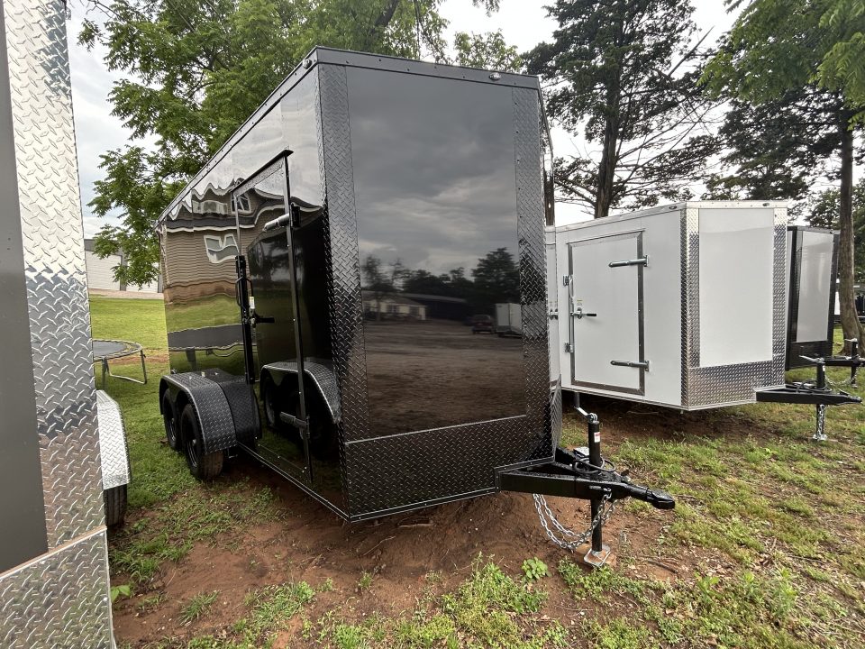 New 2026 Family Trailer 7x14 Tandem Axles Cargo / Enclosed Trailer- Screwless Exterior- Blackout Pkg- Rear Spoiler- HD Axles