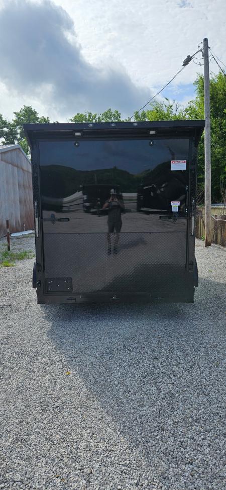 New 2026 Family Trailer 7x14 Tandem Axles Cargo / Enclosed Trailer- Screwless Exterior- Blackout Pkg- Rear Spoiler- HD Axles