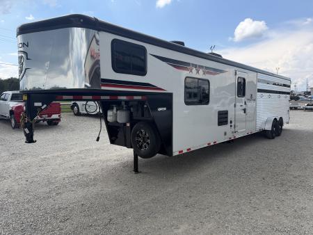 Used 2023 Bison Stock Combo Gooseneck 10' Living Quarters Midtack Trailer