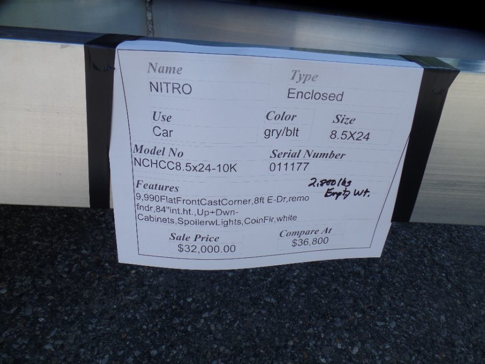 New 2027 Nitro 8.5X24 Cast Corner Model Car Hauler