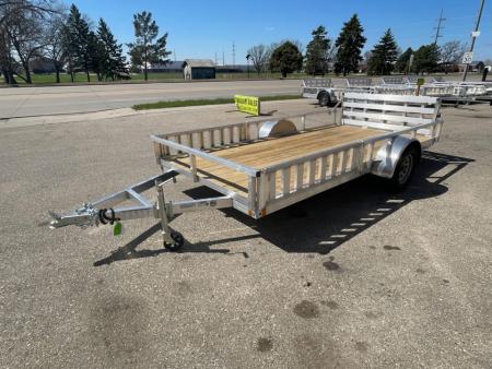 New 2026 ALCOM NEW 2026 Alcom 80x14 Aluminum Utility with side load & rear bifold ramp Utility Trailer