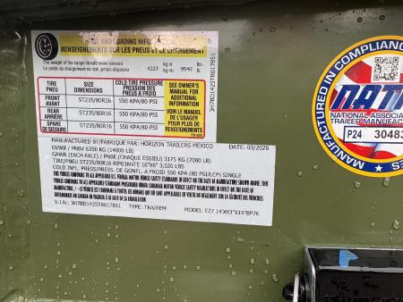 New 2026 Horizon Trailers 14' 14K Dump Trailer