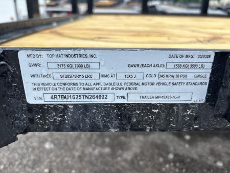 New #264692 2026 TOP HAT MP 16 X 83 TANDEM AXLE PIPE TOP UTILITY W/ 48" RAMP GATE