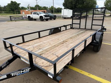 New #260868 2026 TOP HAT DSA 14 X 77 SINGLE AXLE ANGLE TOP 3.5K UTILITY W/ RAMP GATE