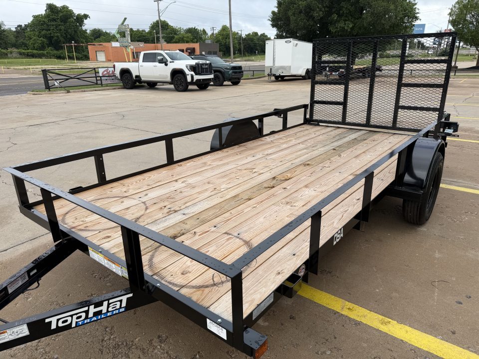 New #260869 2026 TOP HAT DSA 14 X 77 SINGLE AXLE ANGLE TOP 3.5K UTILITY W/ RAMP GATE