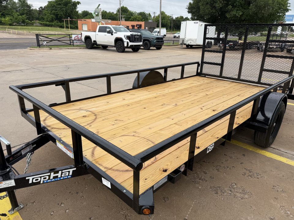 New #263832 2026 TOP HAT DSP 14 X 83 SINGLE AXLE PIPE TOP 3K UTILITY W/ REAR RAMP GATE