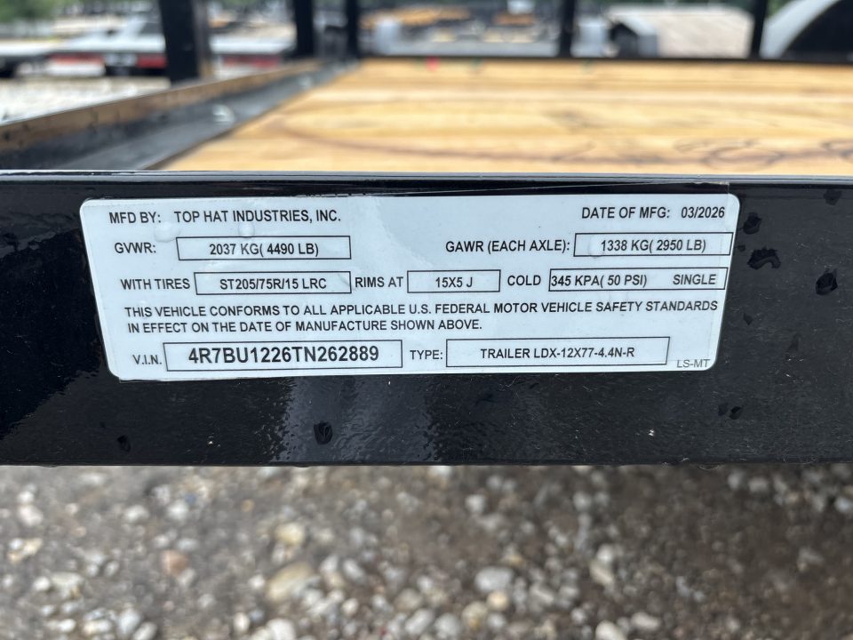 New #262889 2026 TOP HAT LDX 12 X 77 SQUARE TUBE TOP 7K UTILITY W/ RAMP GATE