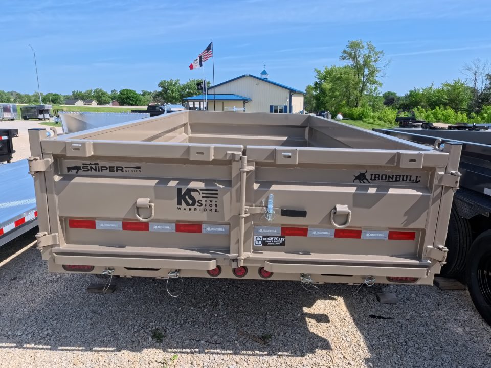 New 2026 Iron Bull 83x14 DTB Sniper Series Dump Trailer w/2-7K Straight Axles, Elec. Brakes, Hydraulic Jack and More!