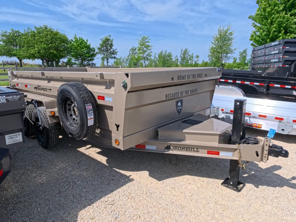 New 2026 Iron Bull 83x14 DTB Sniper Series Dump Trailer w/2-7K Straight Axles, Elec. Brakes, Hydraulic Jack and More!