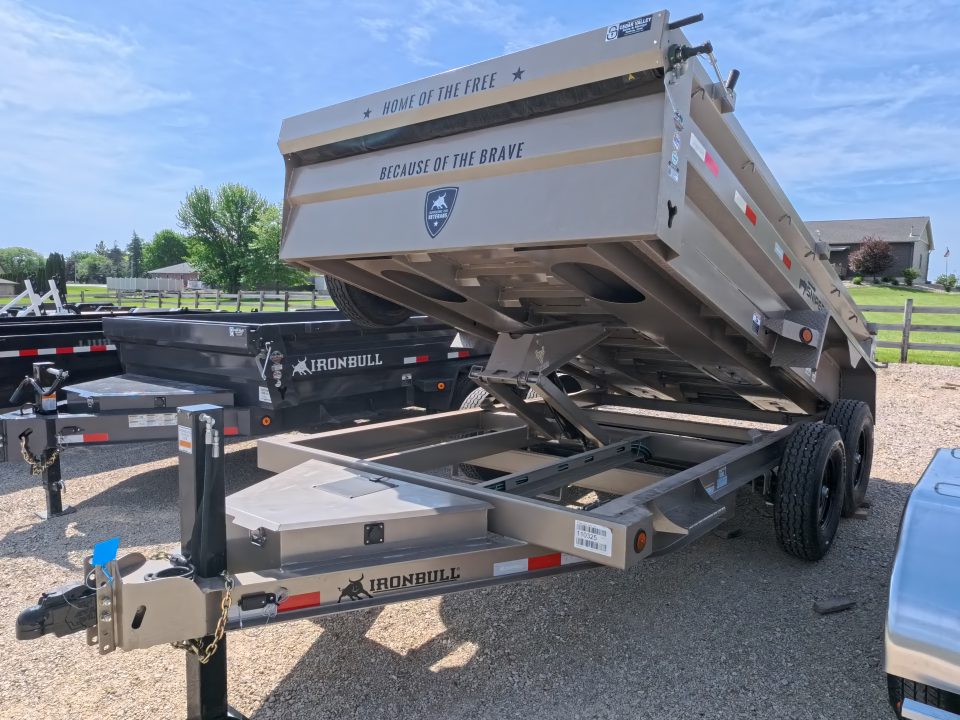 New 2026 Iron Bull 83x14 DTB Sniper Series Dump Trailer w/2-7K Straight Axles, Elec. Brakes, Hydraulic Jack and More!