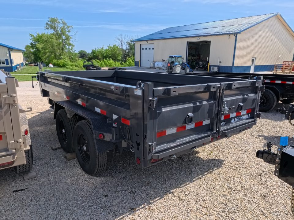 New 2026 Iron Bull 83 x 14 DWB Dump Trailer with 2) 7K GVWR Straight Axles and 2) Fwd. Adj. Electric Brakes, Slide-In Aluminum Ramps and 10 Ply Tires