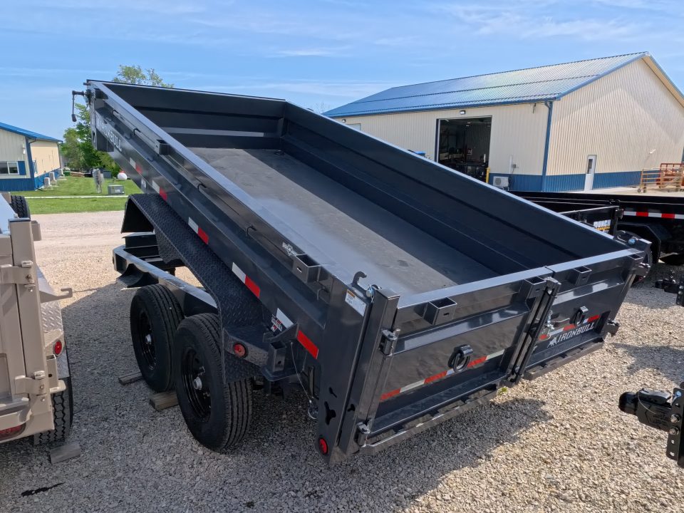 New 2026 Iron Bull 83 x 14 DWB Dump Trailer with 2) 7K GVWR Straight Axles and 2) Fwd. Adj. Electric Brakes, Slide-In Aluminum Ramps and 10 Ply Tires