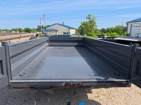 New 2026 Iron Bull 83 x 14 DWB Dump Trailer with 2) 7K GVWR Straight Axles and 2) Fwd. Adj. Electric Brakes, Slide-In Aluminum Ramps and 10 Ply Tires