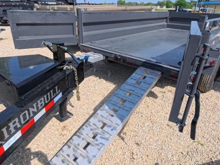New 2026 Iron Bull 83 x 14 DWB Dump Trailer with 2) 7K GVWR Straight Axles and 2) Fwd. Adj. Electric Brakes, Slide-In Aluminum Ramps and 10 Ply Tires