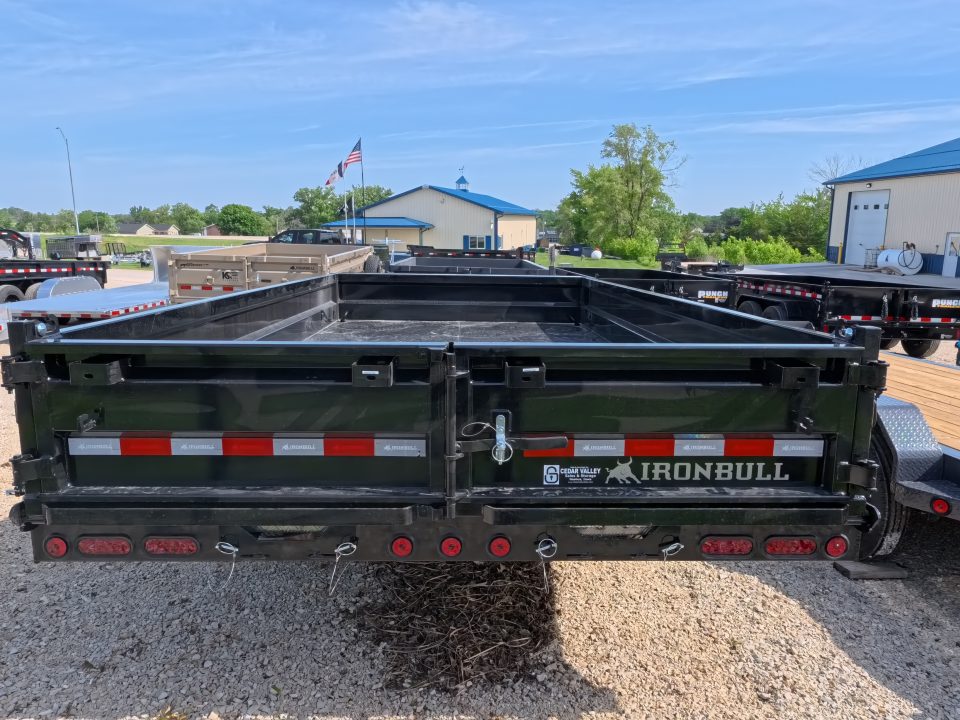 New 2027 Iron Bull 96 x 16 DDP Dump Trailer with 2) 7,000 lb. Straight Axles. Elec. Brakes, 10" I-Beam Frame, Slide -In Ramps