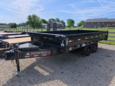 New 2027 Iron Bull 96 x 16 DDP Dump Trailer with 2) 7,000 lb. Straight Axles. Elec. Brakes, 10  I-Beam Frame, Slide -In Ramps
