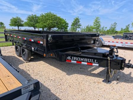 New 2027 Iron Bull 96 x 16 DDP Dump Trailer with 2) 7,000 lb. Straight Axles. Elec. Brakes, 10" I-Beam Frame, Slide -In Ramps
