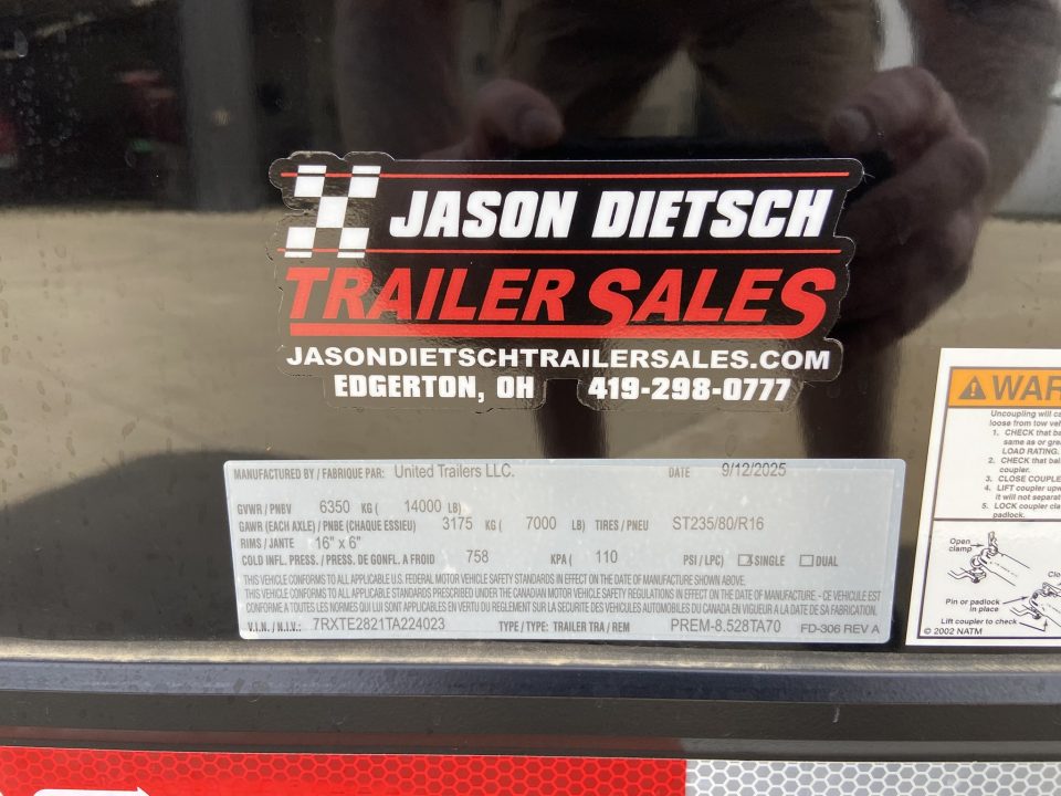 New 2026 United Prem 8.5X28 Racing Trailer