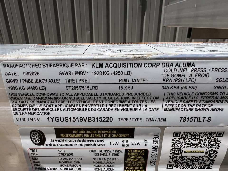 New 2027 Aluma 15' Tiltbed 7815S Aluminum Utility Trailer