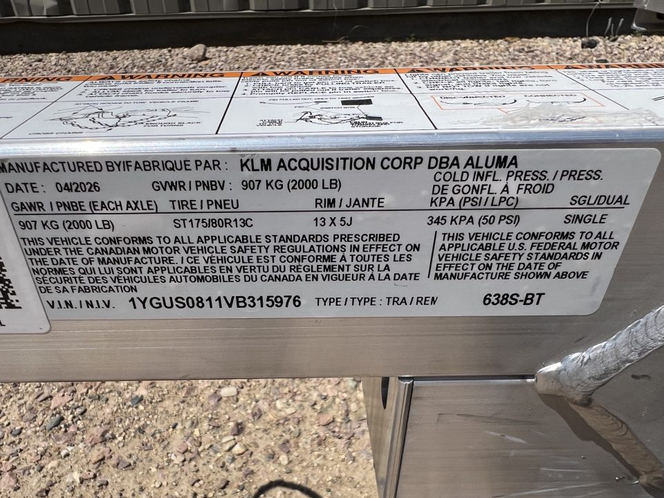 New 2027 Aluma 8' Aluminum Utility 638BT Utility Trailer