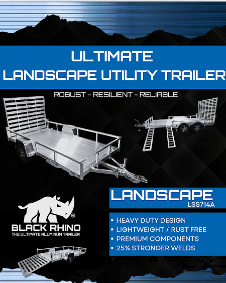 New 2026 Black Rhino *INCOMING* Aluminum 81 X14' LSS714A w/ Side Load Ramps & Bi-Fold Gate Utility Trailer