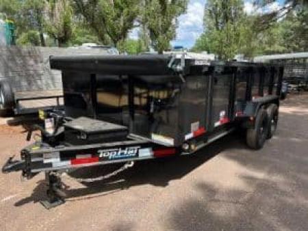 New 2026 Top Hat Trailers 7'X14' DX Dump Trailer 14000 lb G.V.W. 3' Sides Dump Trailer