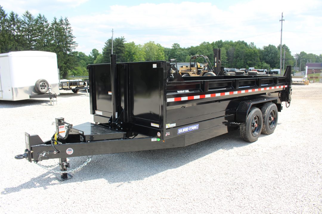 New 2026 Sure-Trac 7' x 16' HD Low Profile Telescopic Lift Hydraulic Dump Trailer - 16000# GVW