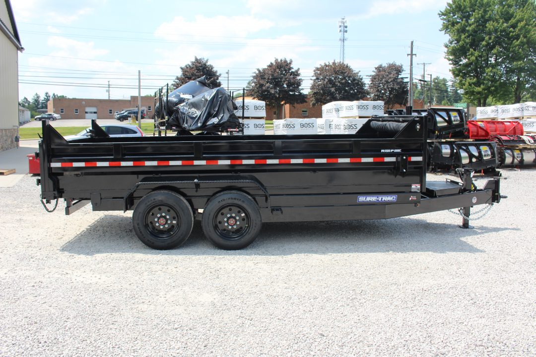 New 2026 Sure-Trac 7' x 16' HD Low Profile Telescopic Lift Hydraulic Dump Trailer - 16000# GVW