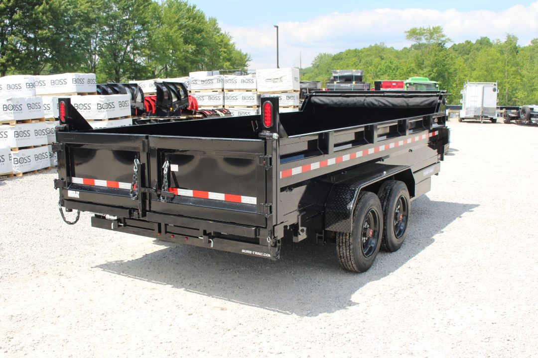 New 2026 Sure-Trac 7' x 16' HD Low Profile Telescopic Lift Hydraulic Dump Trailer - 16000# GVW