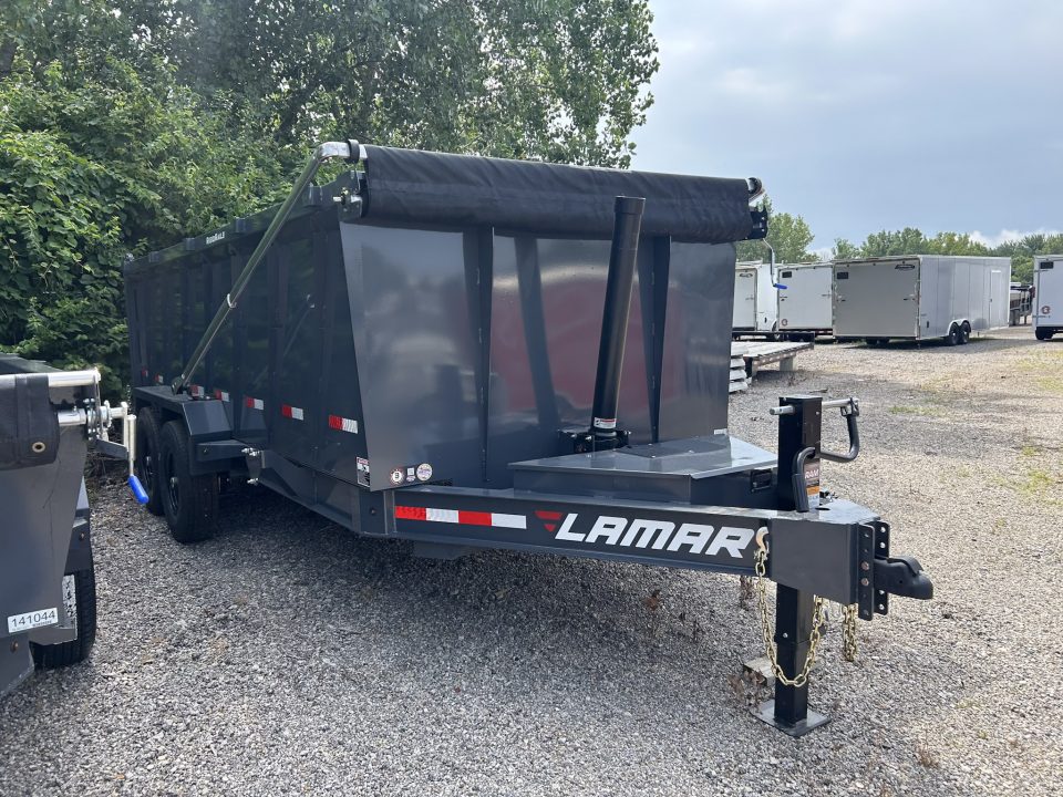 New 2026 Lamar Trailers 7 X 16 FT HIGH SIDE TELESCOPIC DUMP TRAILER TARP KIT WITH RAMPS 14 PLY TIRES 14K GVWR