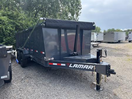 New 2026 Lamar Trailers 7 X 16 FT HIGH SIDE TELESCOPIC DUMP TRAILER TARP KIT WITH RAMPS 14 PLY TIRES 14K GVWR