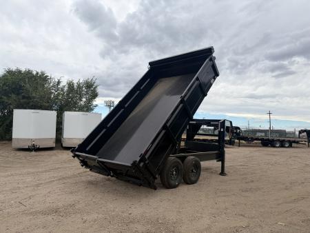 New 2026 Load Trail 8-14 Gooseneck Dump W/ Hydraulic Jacks and 7 Gauge Floor 7K Axles