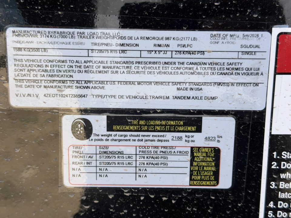 New 2026 Load Trail 5-10 Dump Ram Style 3.5K Axles