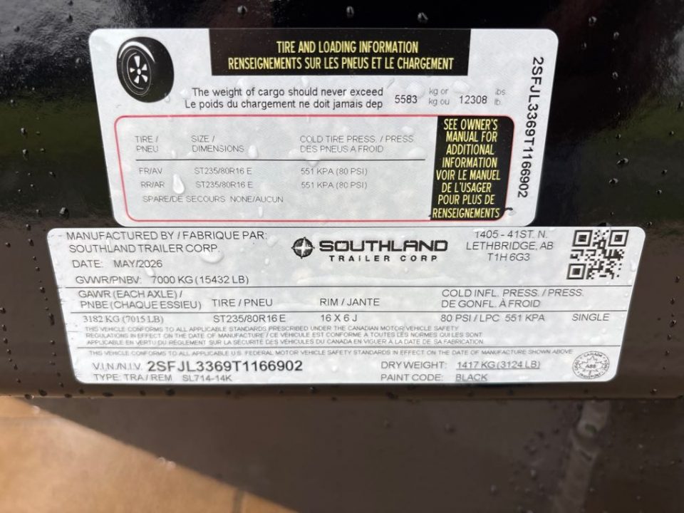 New 2026 SOUTHLAND TRAILER CORP. SL714-14K Dump Trailer