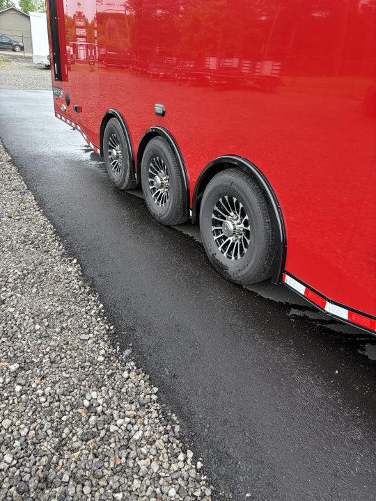 New 2026 Haulmark 34 Bathoom Race Trailer, Sliding Rear Glass Doors, Air Prep PKG, Awning, 2 A/C, Polycor, Insulated, Window, 54" ALX Slide Out Step, A/C + Heat