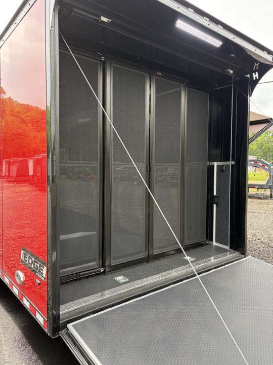 New 2026 Haulmark 34 Bathoom Race Trailer, Sliding Rear Glass Doors, Air Prep PKG, Awning, 2 A/C, Polycor, Insulated, Window, 54" ALX Slide Out Step, A/C + Heat