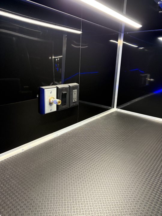 New 2026 Haulmark 34 Bathoom Race Trailer, Sliding Rear Glass Doors, Air Prep PKG, Awning, 2 A/C, Polycor, Insulated, Window, 54" ALX Slide Out Step, A/C + Heat