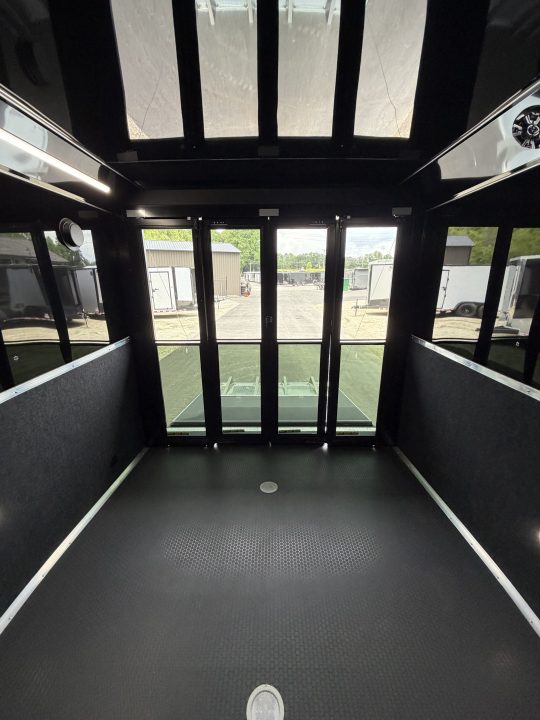 New 2026 Haulmark 34 Bathoom Race Trailer, Sliding Rear Glass Doors, Air Prep PKG, Awning, 2 A/C, Polycor, Insulated, Window, 54" ALX Slide Out Step, A/C + Heat