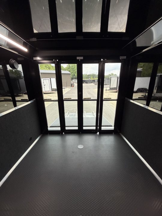 New 2026 Haulmark 34 Bathoom Race Trailer, Sliding Rear Glass Doors, Air Prep PKG, Awning, 2 A/C, Polycor, Insulated, Window, 54" ALX Slide Out Step, A/C + Heat