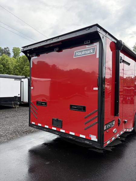 New 2026 Haulmark 34 Bathoom Race Trailer, Sliding Rear Glass Doors, Air Prep PKG, Awning, 2 A/C, Polycor, Insulated, Window, 54" ALX Slide Out Step, A/C + Heat
