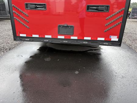 New 2026 Haulmark 34 Bathoom Race Trailer, Sliding Rear Glass Doors, Air Prep PKG, Awning, 2 A/C, Polycor, Insulated, Window, 54" ALX Slide Out Step, A/C + Heat