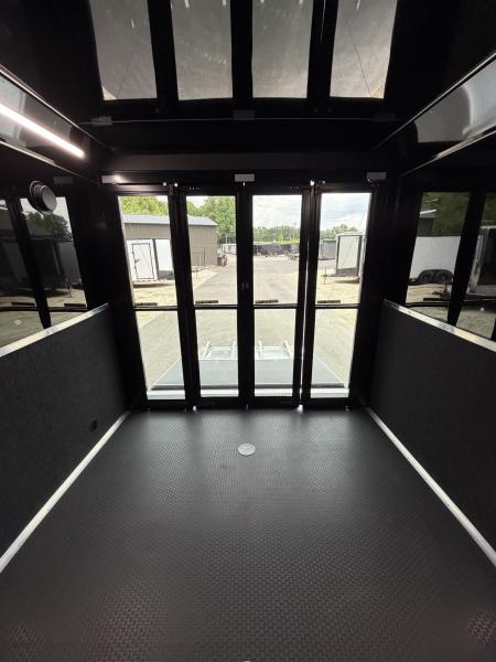 New 2026 Haulmark 34 Bathoom Race Trailer, Sliding Rear Glass Doors, Air Prep PKG, Awning, 2 A/C, Polycor, Insulated, Window, 54" ALX Slide Out Step, A/C + Heat