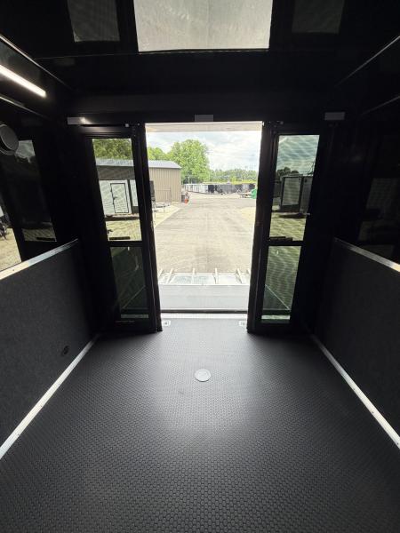 New 2026 Haulmark 34 Bathoom Race Trailer, Sliding Rear Glass Doors, Air Prep PKG, Awning, 2 A/C, Polycor, Insulated, Window, 54" ALX Slide Out Step, A/C + Heat