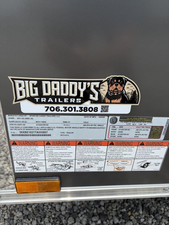 New 2026 Spartan 7X16 Enclosed Trailer, 10K GVWR, Pro Series, PolyCor, StableDeck, 7' Interior